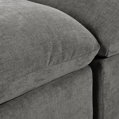 U-Shaped Linen Upholstered 6-Seat Sectional Sofa with 2 Movable Storage Ottomans for Living Room Home Theaters