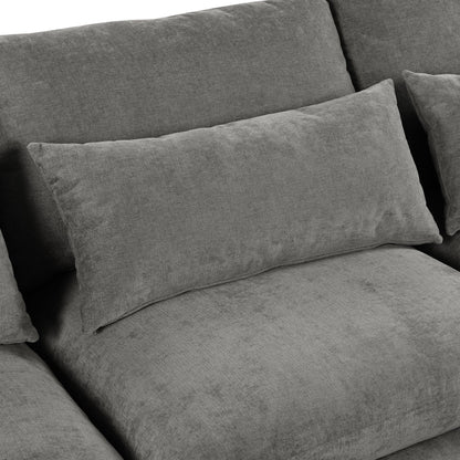 U-Shaped Linen Upholstered 6-Seat Sectional Sofa with 2 Movable Storage Ottomans for Living Room Home Theaters