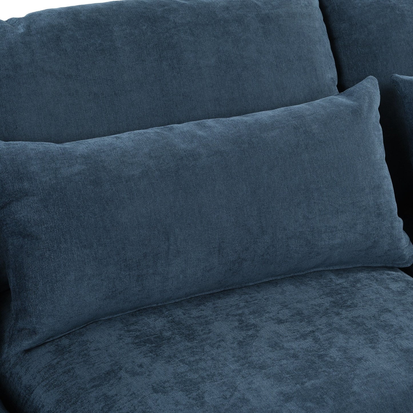 U-Shaped Linen Upholstered 6-Seat Sectional Sofa with 2 Movable Storage Ottomans for Living Room Home Theaters