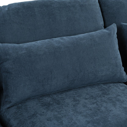 U-Shaped Linen Upholstered 6-Seat Sectional Sofa with 2 Movable Storage Ottomans for Living Room Home Theaters