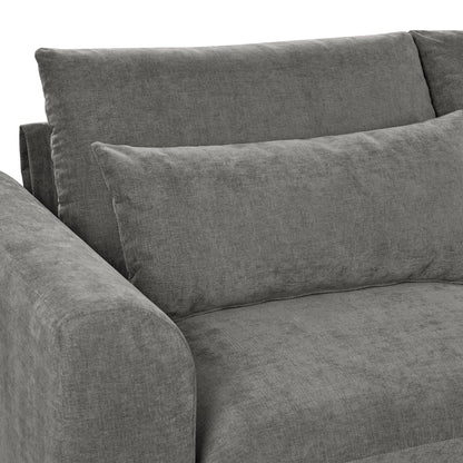 U-Shaped Linen Upholstered 6-Seat Sectional Sofa with 2 Movable Storage Ottomans for Living Room Home Theaters