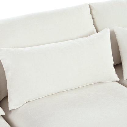 U-Shaped Linen Upholstered 6-Seat Sectional Sofa with 2 Movable Storage Ottomans for Living Room Home Theaters