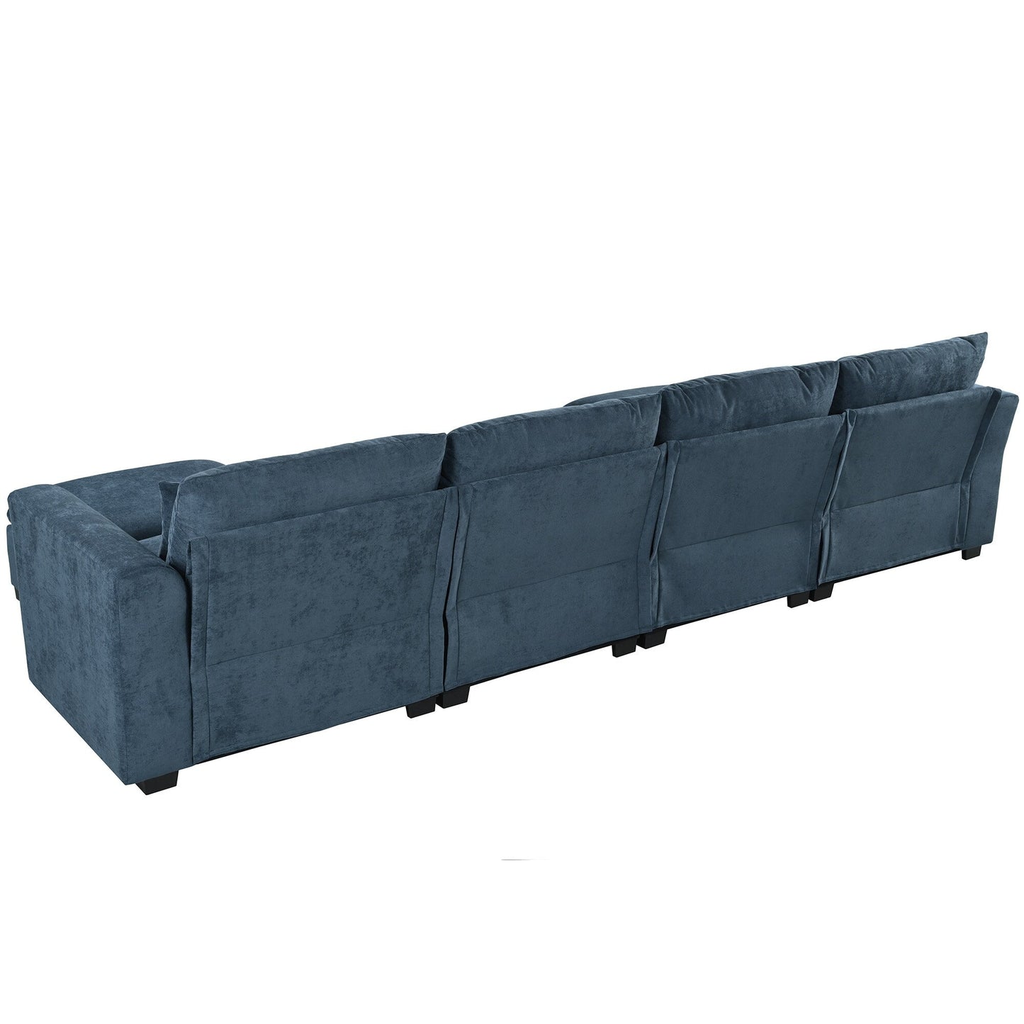 U-Shaped Linen Upholstered 6-Seat Sectional Sofa with 2 Movable Storage Ottomans for Living Room Home Theaters