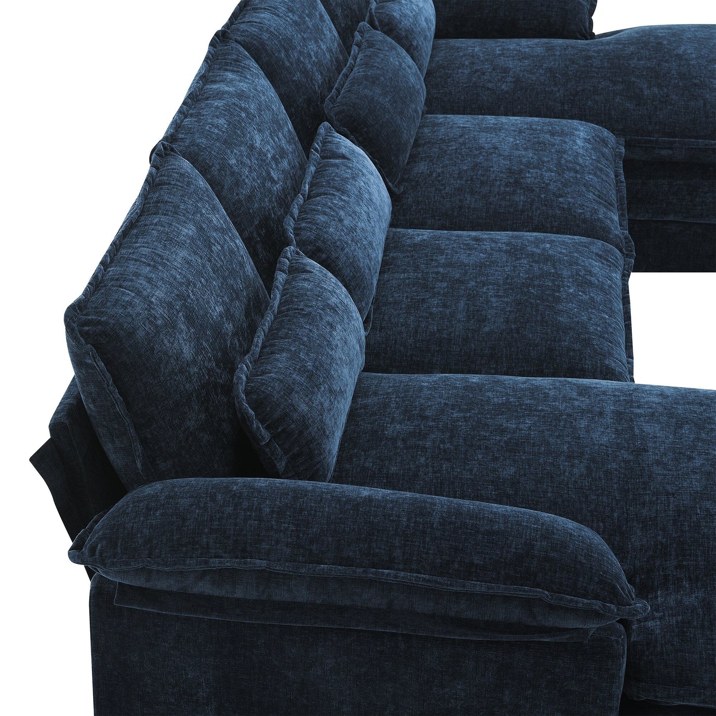 U-Shaped Sectional Sofa With Waist Pillows,6-Seat Upholstered Symmetrical Sofa,Sleeper Sofa Couch With Chaise Lounge