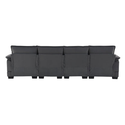 U-Shaped Sectional Sofa With Waist Pillows,6-Seat Upholstered Symmetrical Sofa,Sleeper Sofa Couch With Chaise Lounge