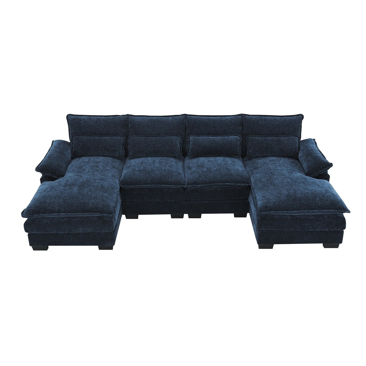 U-Shaped Sectional Sofa With Waist Pillows,6-Seat Upholstered Symmetrical Sofa,Sleeper Sofa Couch With Chaise Lounge