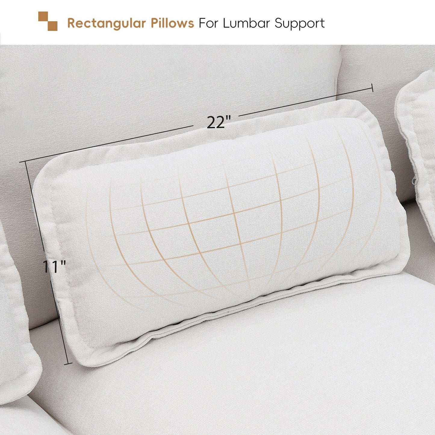 U-Shaped Sectional Sofa With Waist Pillows,6-Seat Upholstered Symmetrical Sofa,Sleeper Sofa Couch With Chaise Lounge