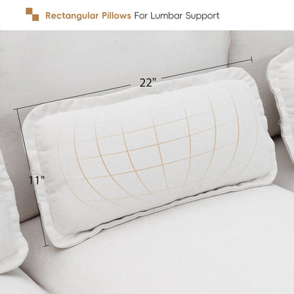 U-Shaped Sectional Sofa With Waist Pillows,6-Seat Upholstered Symmetrical Sofa,Sleeper Sofa Couch With Chaise Lounge