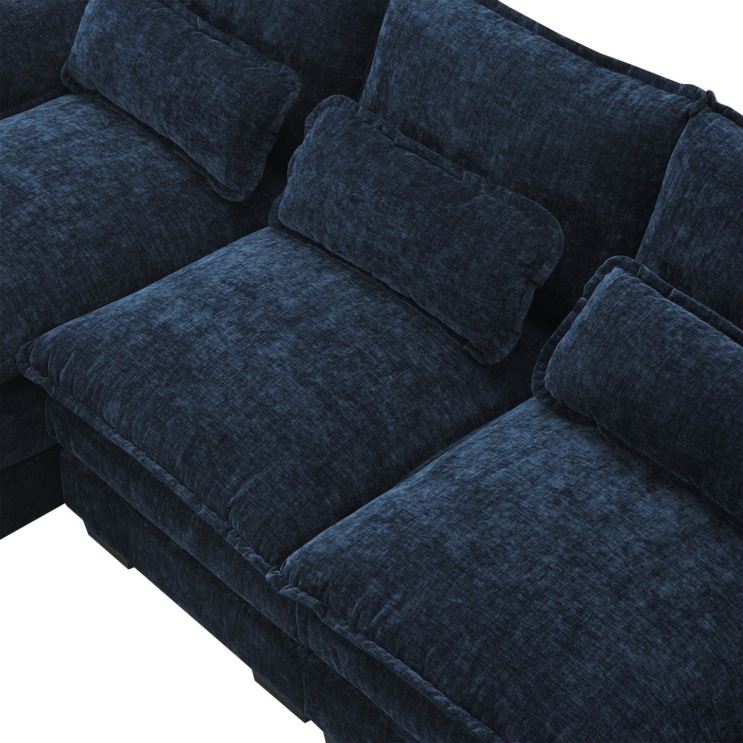 U-Shaped Sectional Sofa With Waist Pillows,6-Seat Upholstered Symmetrical Sofa,Sleeper Sofa Couch With Chaise Lounge