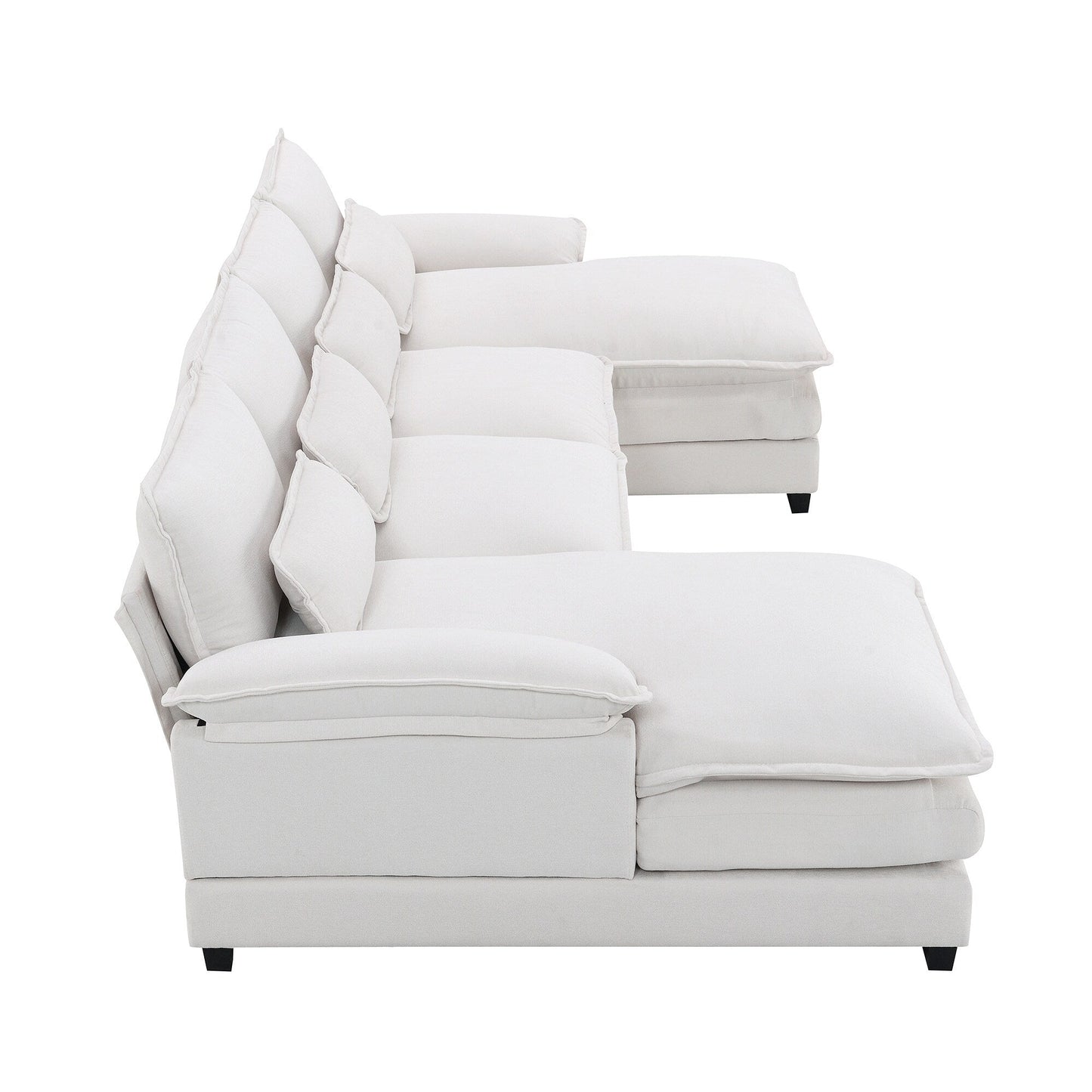 U-Shaped Sectional Sofa With Waist Pillows,6-Seat Upholstered Symmetrical Sofa,Sleeper Sofa Couch With Chaise Lounge