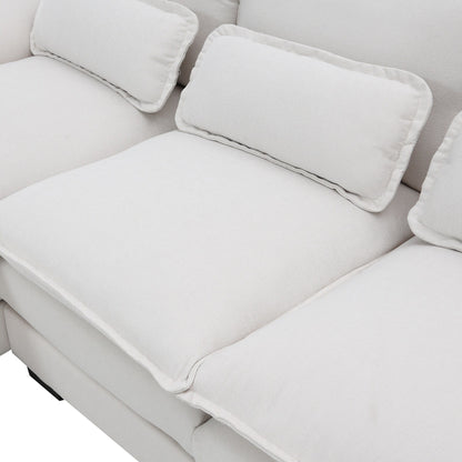 U-Shaped Sectional Sofa With Waist Pillows,6-Seat Upholstered Symmetrical Sofa,Sleeper Sofa Couch With Chaise Lounge