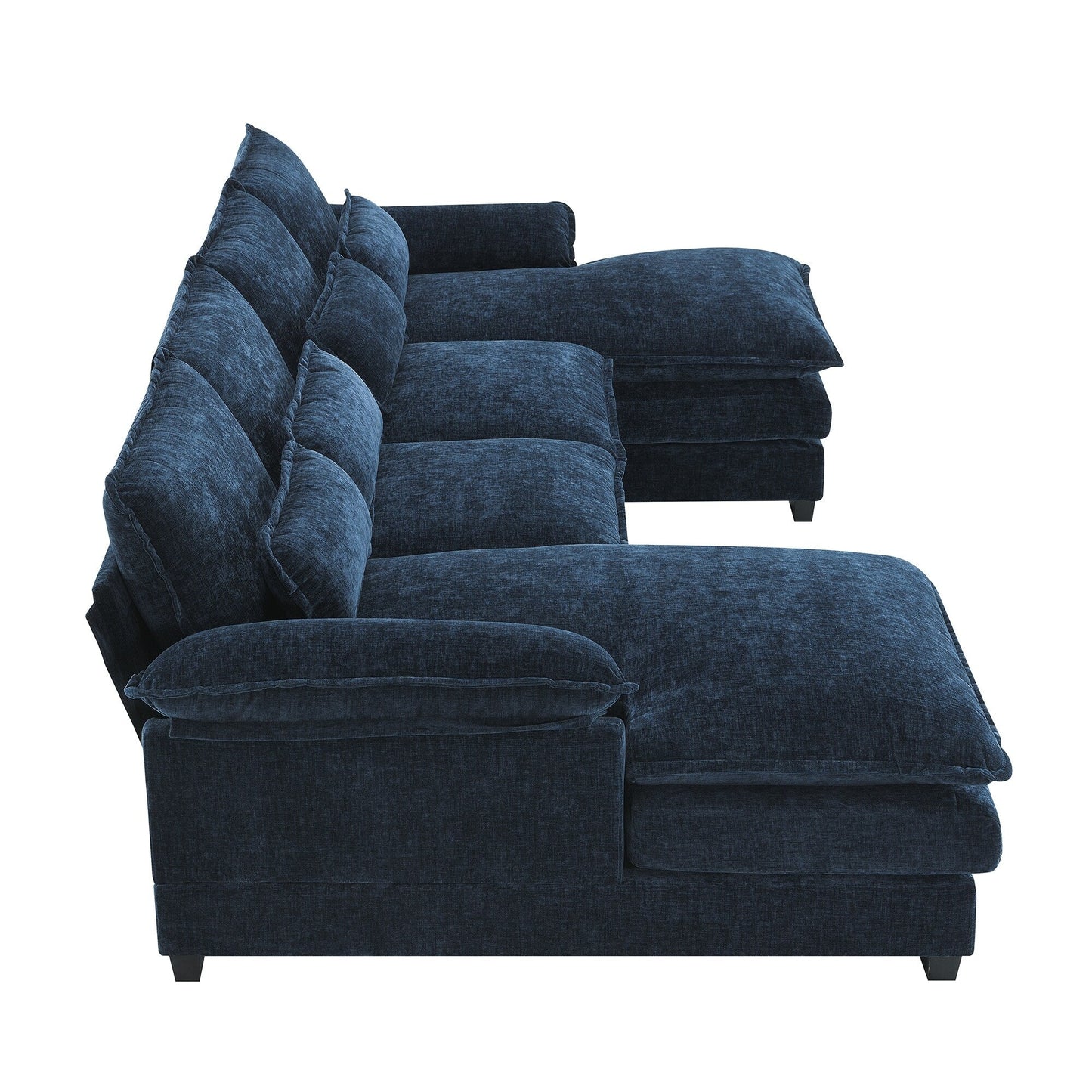 U-Shaped Sectional Sofa With Waist Pillows,6-Seat Upholstered Symmetrical Sofa,Sleeper Sofa Couch With Chaise Lounge