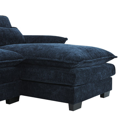 U-Shaped Sectional Sofa With Waist Pillows,6-Seat Upholstered Symmetrical Sofa,Sleeper Sofa Couch With Chaise Lounge