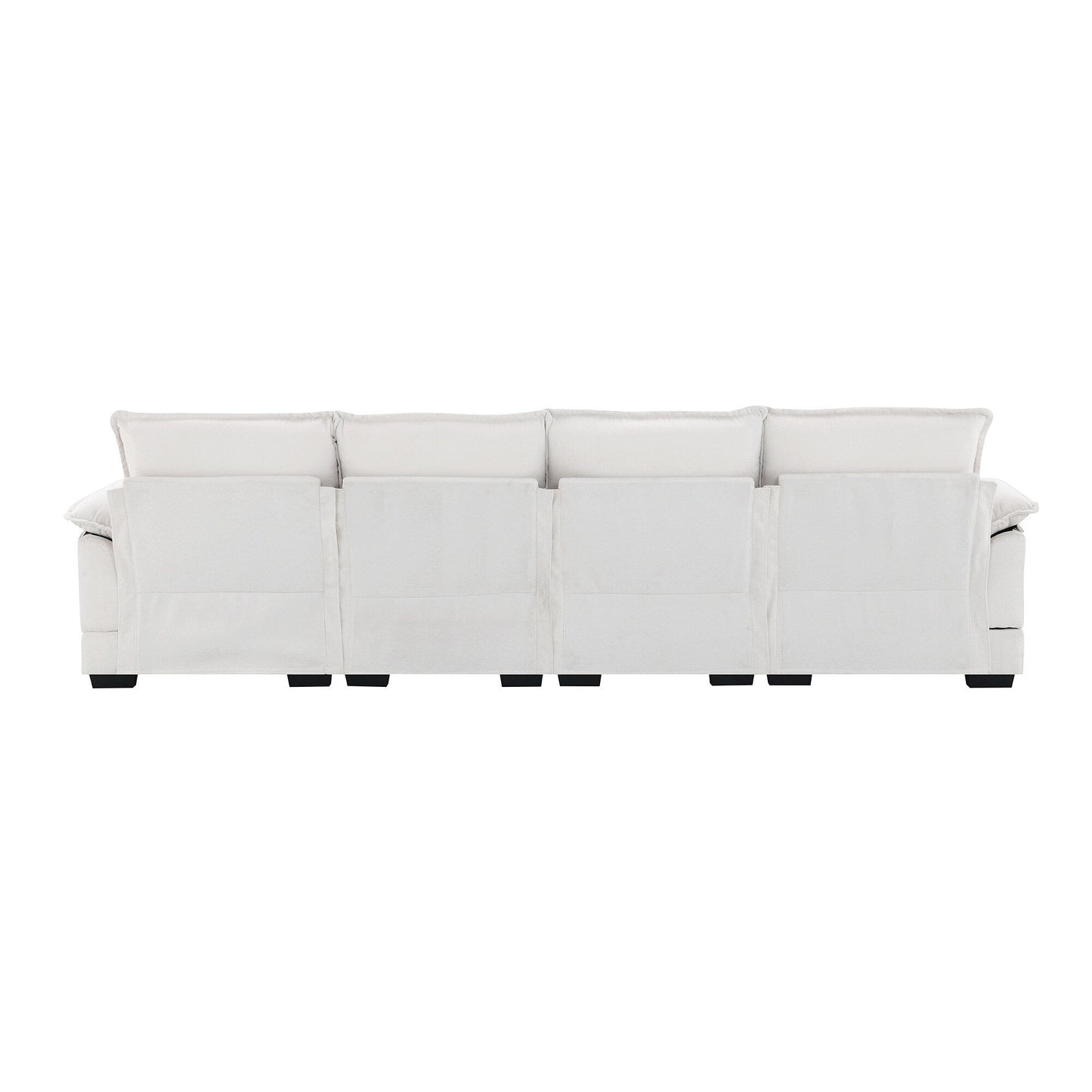 U-Shaped Sectional Sofa With Waist Pillows,6-Seat Upholstered Symmetrical Sofa,Sleeper Sofa Couch With Chaise Lounge