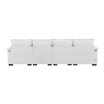 U-Shaped Sectional Sofa With Waist Pillows,6-Seat Upholstered Symmetrical Sofa,Sleeper Sofa Couch With Chaise Lounge
