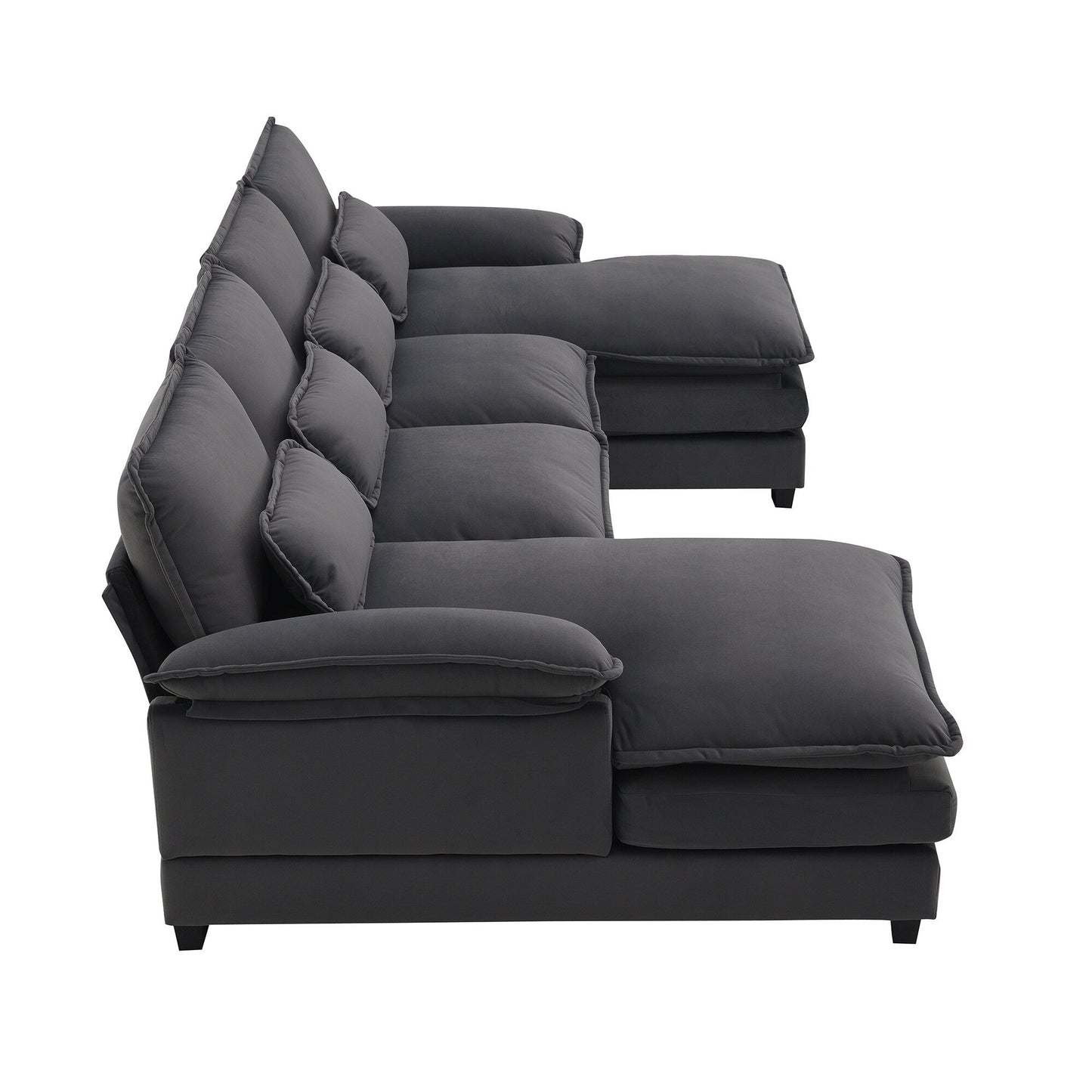 U-Shaped Sectional Sofa With Waist Pillows,6-Seat Upholstered Symmetrical Sofa,Sleeper Sofa Couch With Chaise Lounge