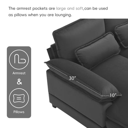 U-Shaped Sectional Sofa With Waist Pillows,6-Seat Upholstered Symmetrical Sofa,Sleeper Sofa Couch With Chaise Lounge