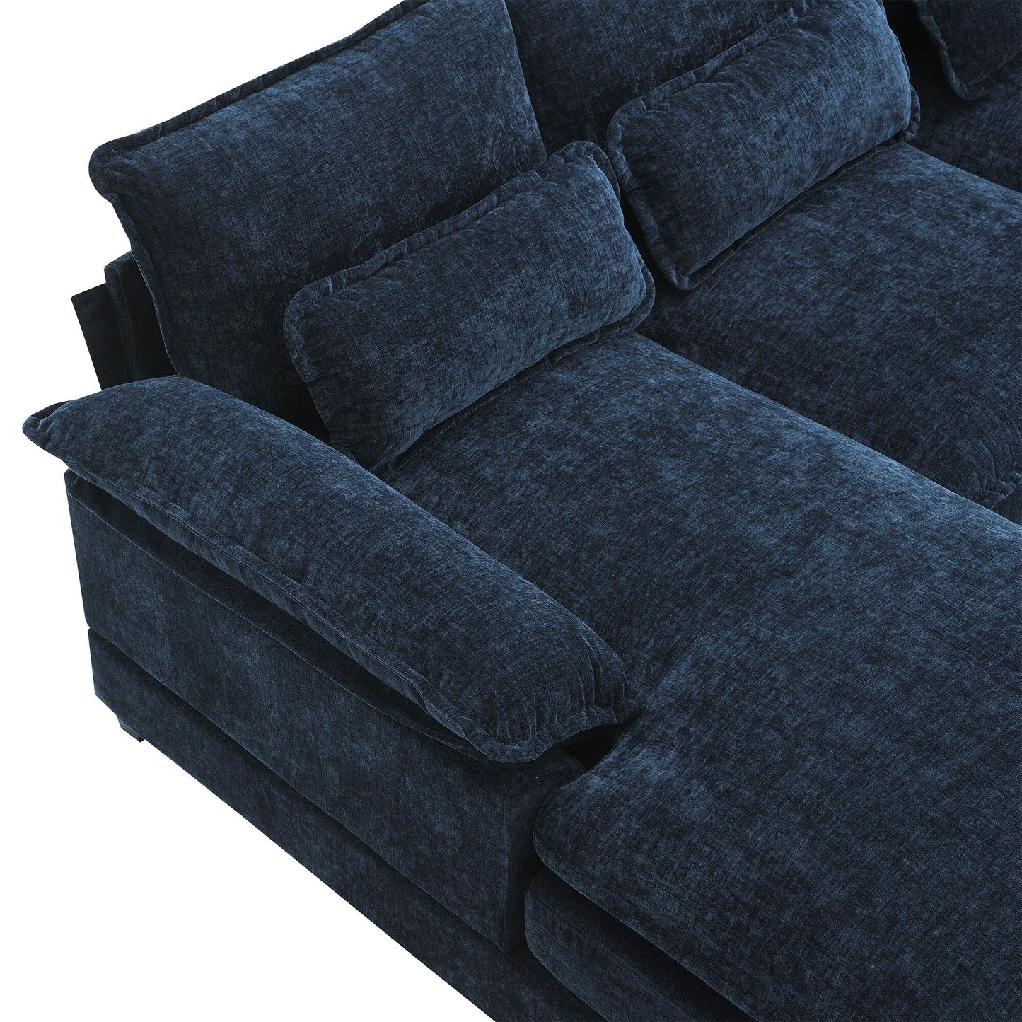 U-Shaped Sectional Sofa With Waist Pillows,6-Seat Upholstered Symmetrical Sofa,Sleeper Sofa Couch With Chaise Lounge