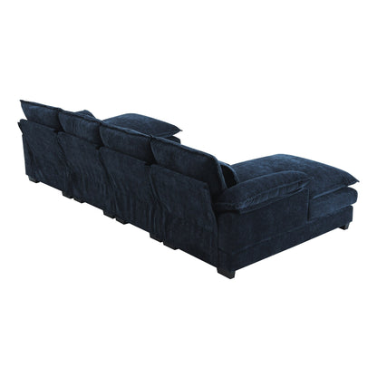 U-Shaped Sectional Sofa With Waist Pillows,6-Seat Upholstered Symmetrical Sofa,Sleeper Sofa Couch With Chaise Lounge