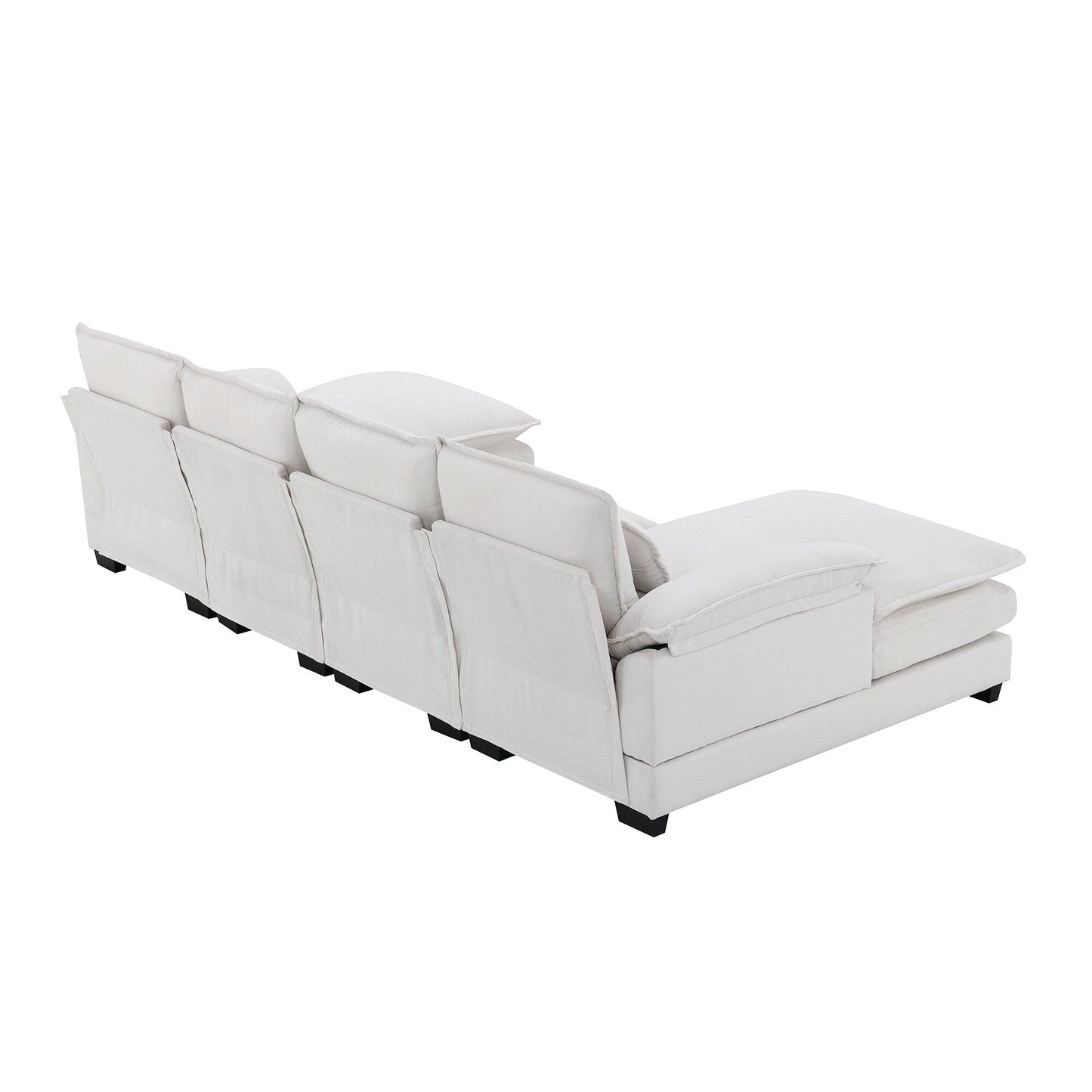 U-Shaped Sectional Sofa With Waist Pillows,6-Seat Upholstered Symmetrical Sofa,Sleeper Sofa Couch With Chaise Lounge