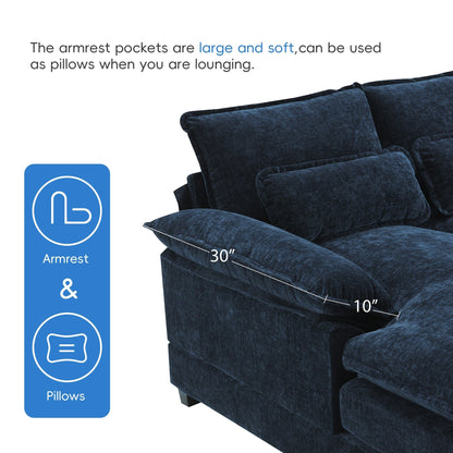 U-Shaped Sectional Sofa With Waist Pillows,6-Seat Upholstered Symmetrical Sofa,Sleeper Sofa Couch With Chaise Lounge