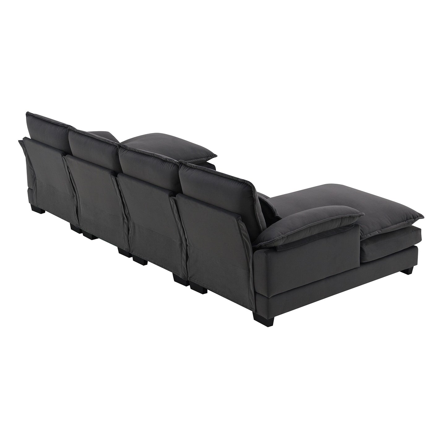 U-Shaped Sectional Sofa With Waist Pillows,6-Seat Upholstered Symmetrical Sofa,Sleeper Sofa Couch With Chaise Lounge