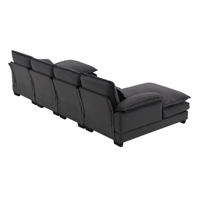 U-Shaped Sectional Sofa With Waist Pillows,6-Seat Upholstered Symmetrical Sofa,Sleeper Sofa Couch With Chaise Lounge