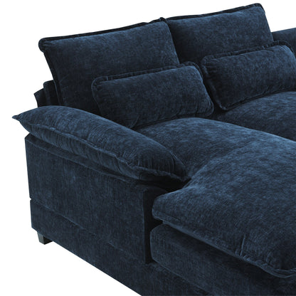 U-Shaped Sectional Sofa With Waist Pillows,6-Seat Upholstered Symmetrical Sofa,Sleeper Sofa Couch With Chaise Lounge