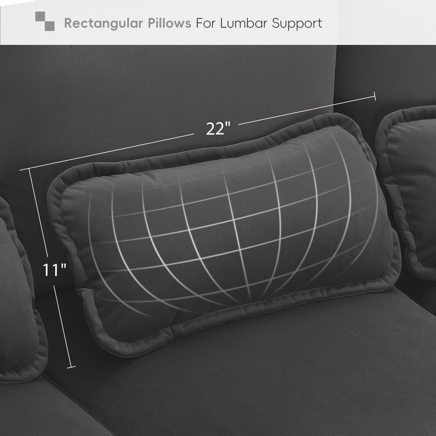 U-Shaped Sectional Sofa With Waist Pillows,6-Seat Upholstered Symmetrical Sofa,Sleeper Sofa Couch With Chaise Lounge