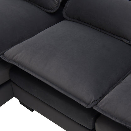 U-Shaped Sectional Sofa With Waist Pillows,6-Seat Upholstered Symmetrical Sofa,Sleeper Sofa Couch With Chaise Lounge