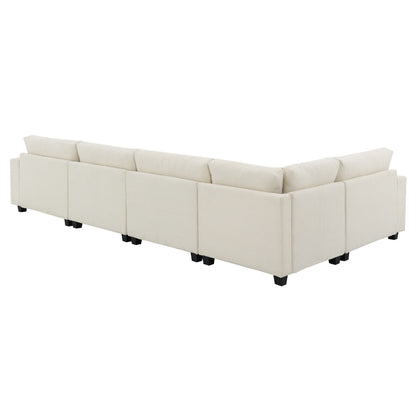 U Shaped Sectional Sofa,Chenille Couch Set With Ottoman,Hidden Armrest Storage And Cup Holders,Usb Charging Ports