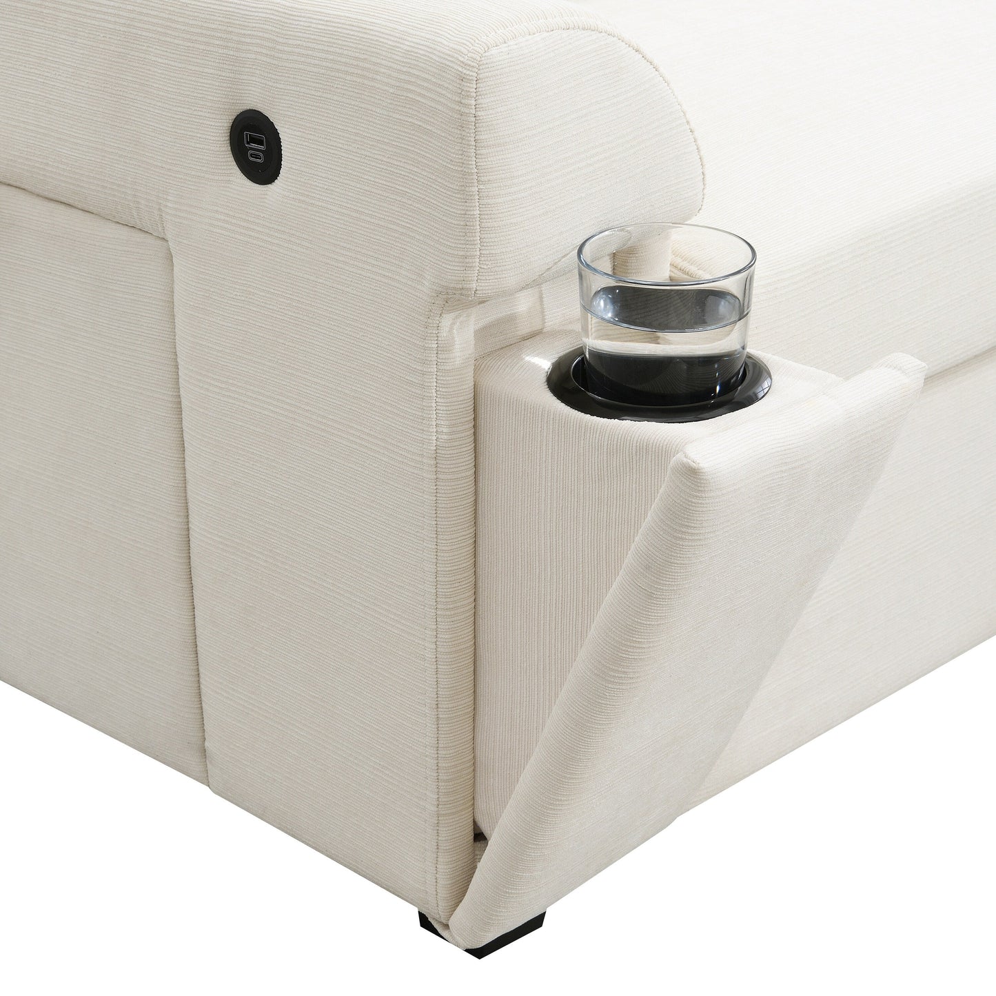U Shaped Sectional Sofa,Chenille Couch Set With Ottoman,Hidden Armrest Storage And Cup Holders,Usb Charging Ports