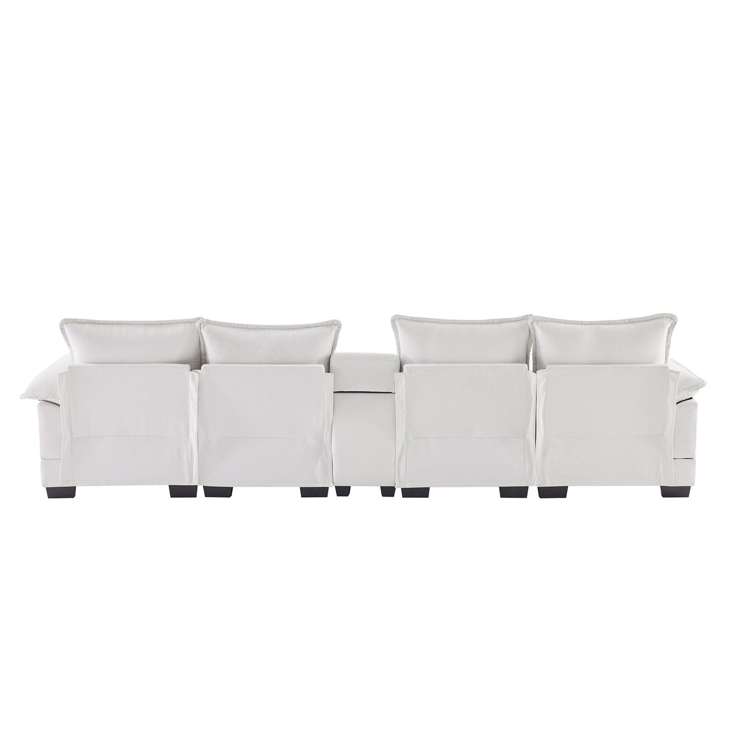U-Shaped Sofa With Console,Cupholders And Usb Ports,Upholstered Symmetrical Indoor Furniture,Sleeper Couch Set With Chaise