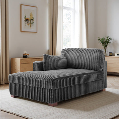 UIXE Upholstered Plush Bedroom Lounge Chairs with Right Armrest & Lumbar Pillow