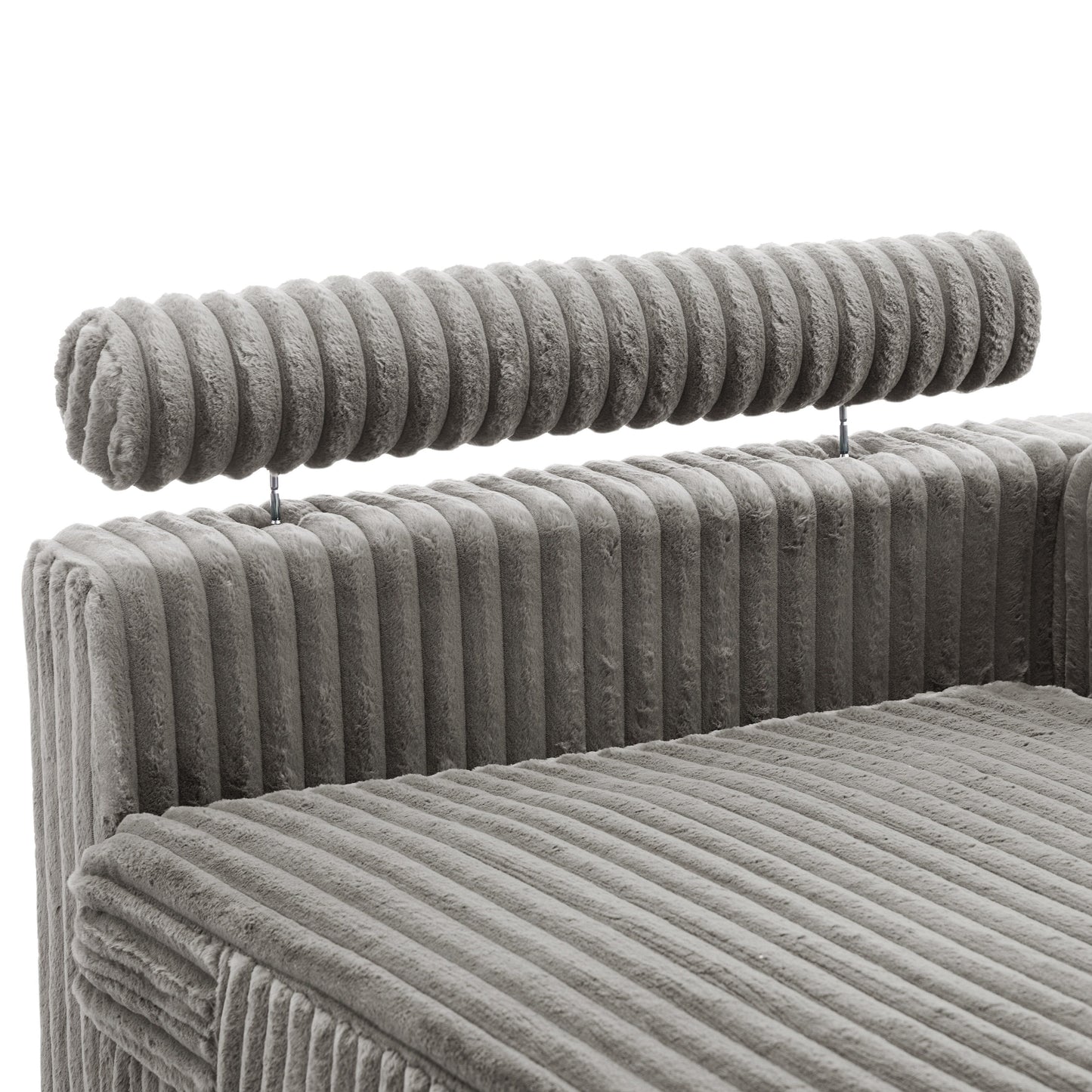 UIXE Upholstered Plush Bedroom Lounge Chairs with Right Armrest & Lumbar Pillow