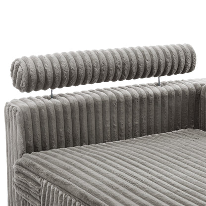 UIXE Upholstered Plush Bedroom Lounge Chairs with Right Armrest & Lumbar Pillow