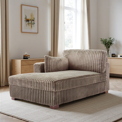 UIXE Upholstered Plush Bedroom Lounge Chairs with Right Armrest & Lumbar Pillow