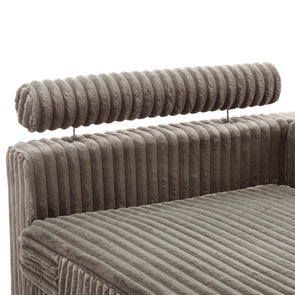 UIXE Upholstered Plush Bedroom Lounge Chairs with Right Armrest & Lumbar Pillow