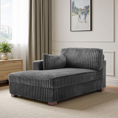 UIXE Upholstered Plush Bedroom Lounge Chairs with Right Armrest & Lumbar Pillow