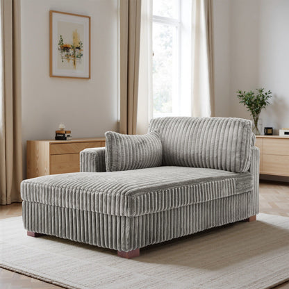 UIXE Upholstered Plush Bedroom Lounge Chairs with Right Armrest & Lumbar Pillow