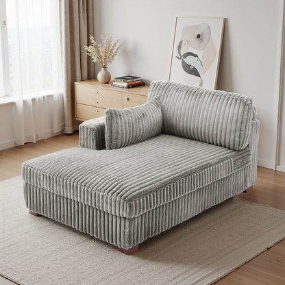 UIXE Upholstered Plush Bedroom Lounge Chairs with Right Armrest & Lumbar Pillow