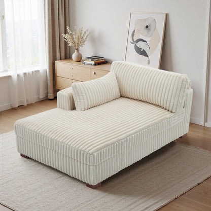 UIXE Upholstered Plush Bedroom Lounge Chairs with Right Armrest & Lumbar Pillow