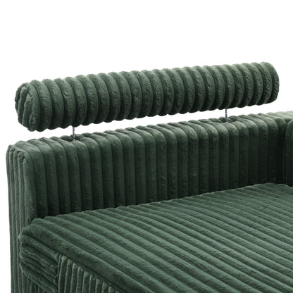 UIXE Upholstered Plush Bedroom Lounge Chairs with Right Armrest & Lumbar Pillow