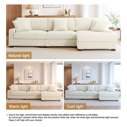 UIXE Upholstered Plush Velvet L Shaped Couch Modular Sofa