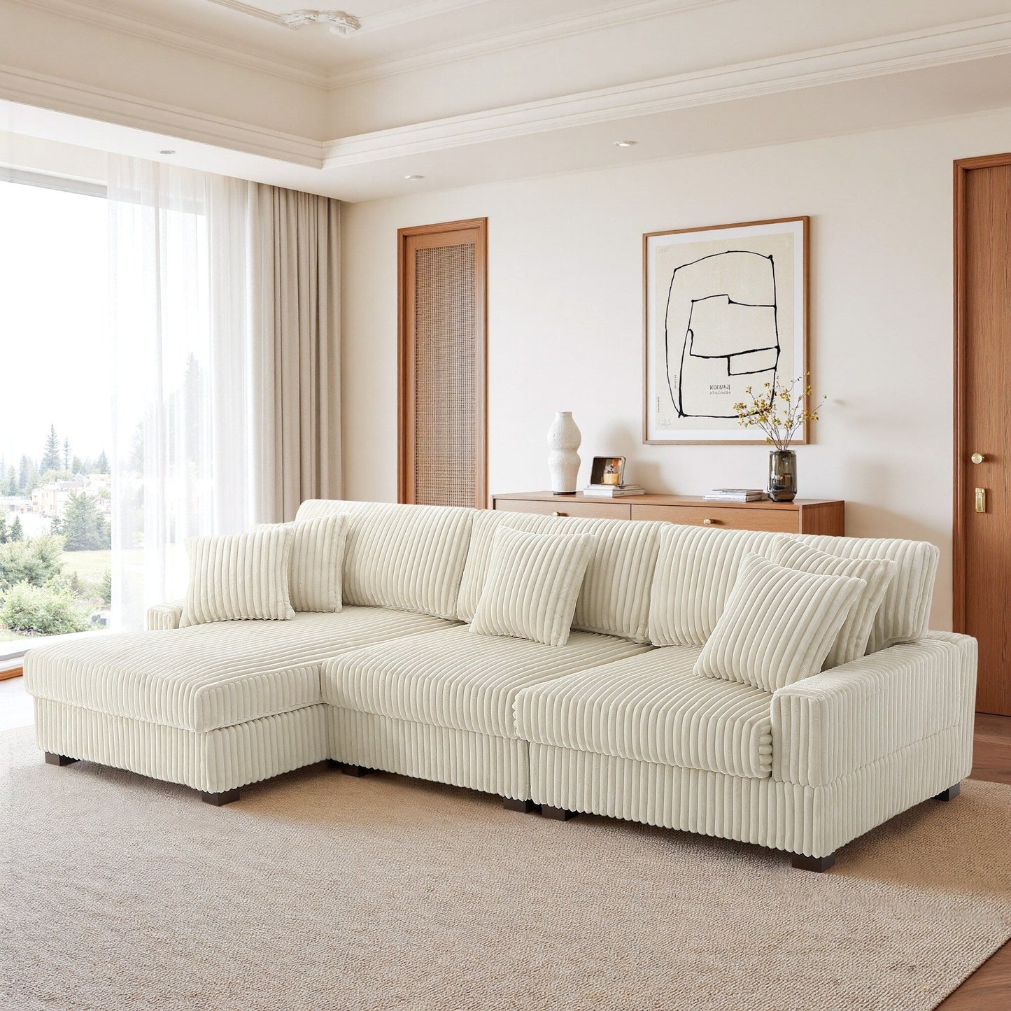 UIXE Upholstered Plush Velvet L Shaped Couch Modular Sofa