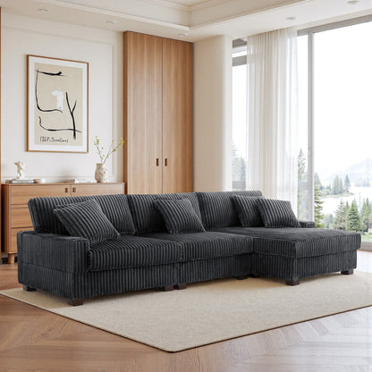 UIXE Upholstered Plush Velvet L Shaped Couch Modular Sofa