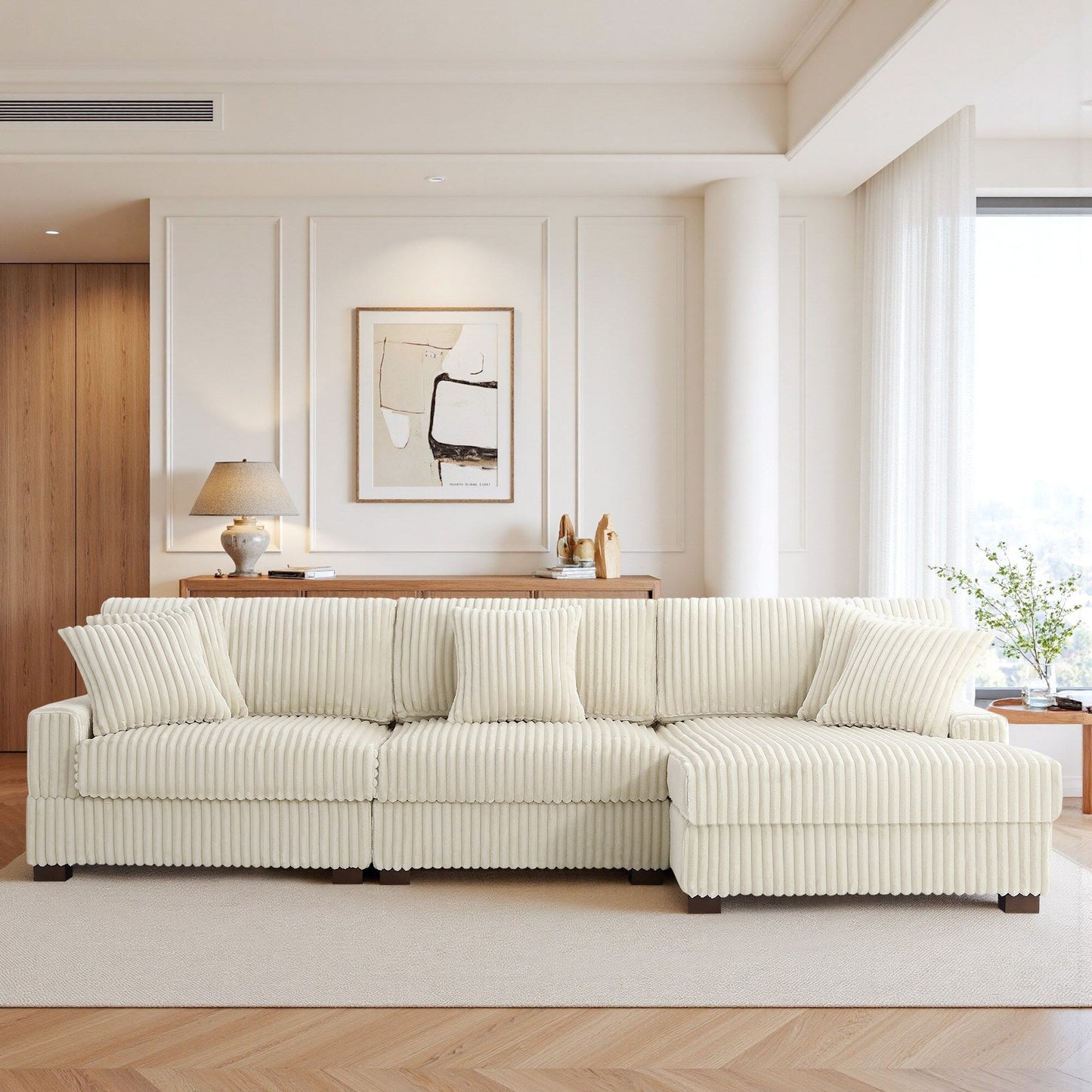 UIXE Upholstered Plush Velvet L Shaped Couch Modular Sofa