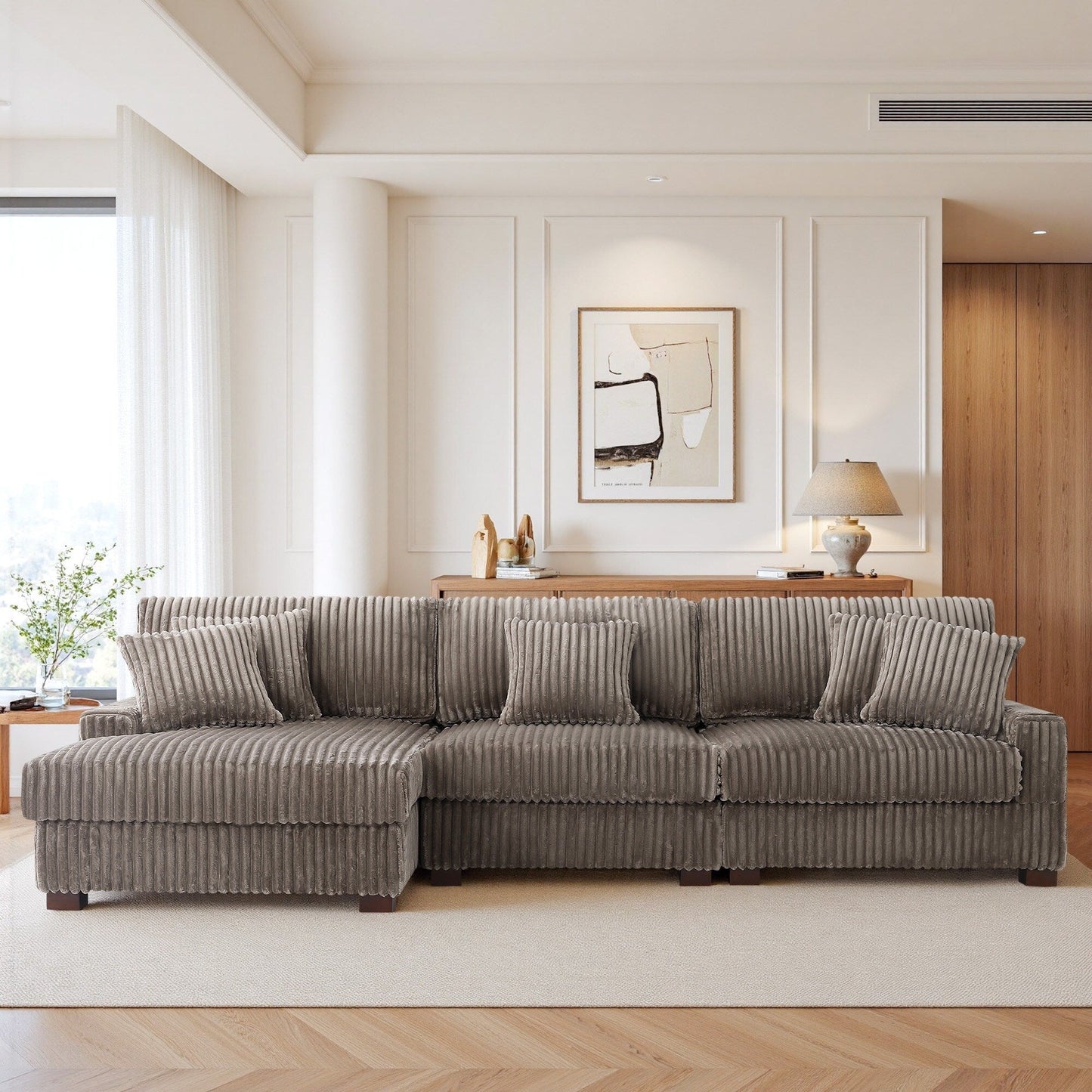 UIXE Upholstered Plush Velvet L Shaped Couch Modular Sofa