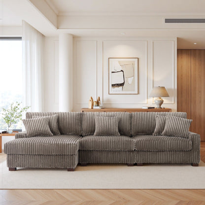 UIXE Upholstered Plush Velvet L Shaped Couch Modular Sofa