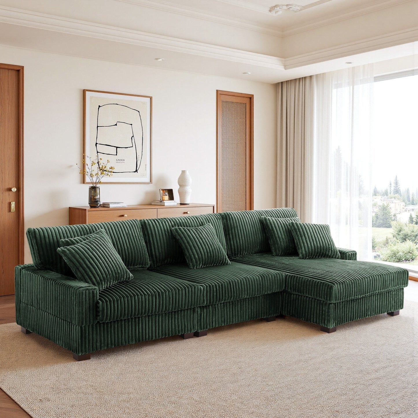 UIXE Upholstered Plush Velvet L Shaped Couch Modular Sofa